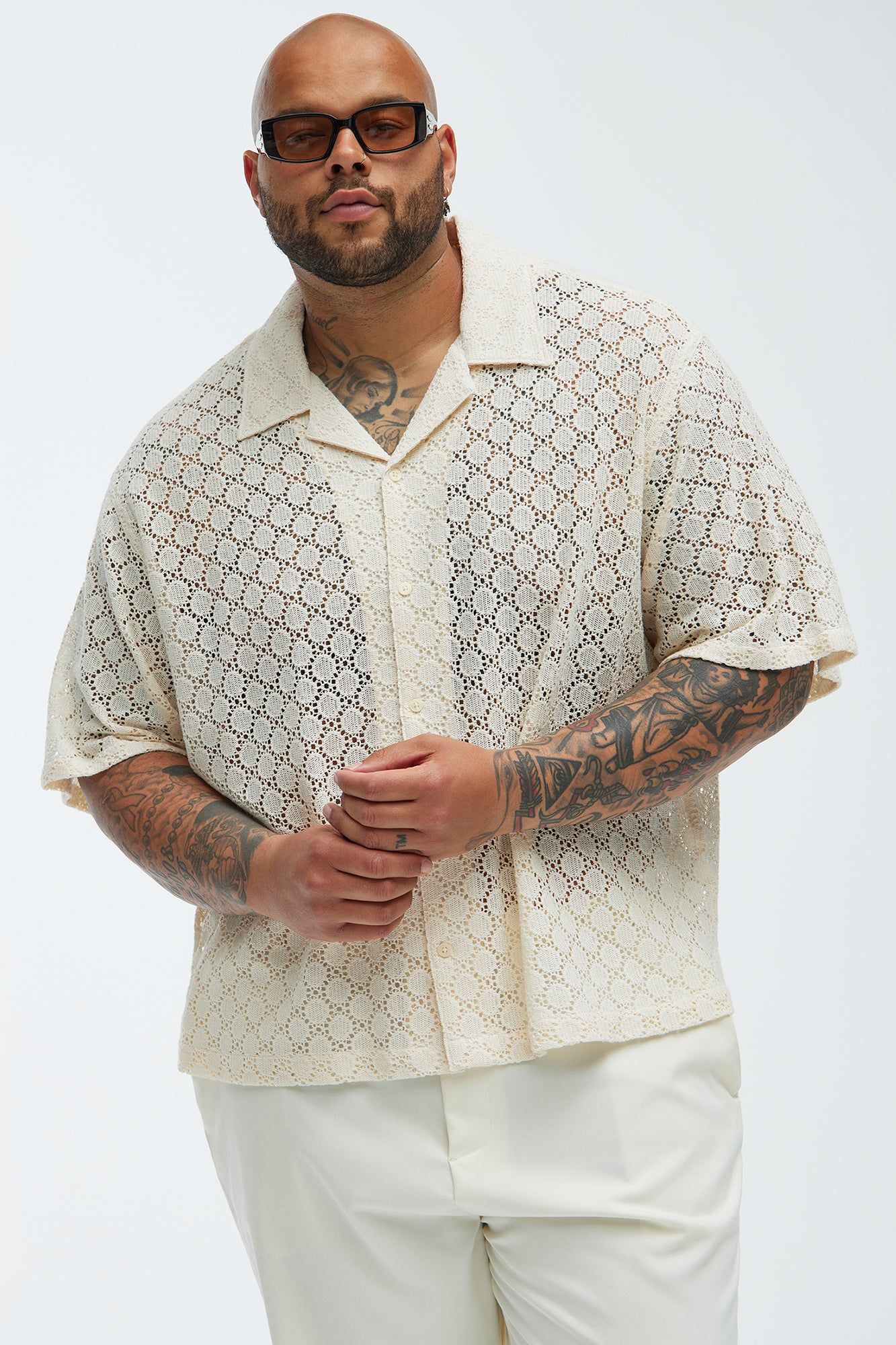 Full Crochet Textured Shirt - Beige sold by Fashion Nova product image thumbnail 5