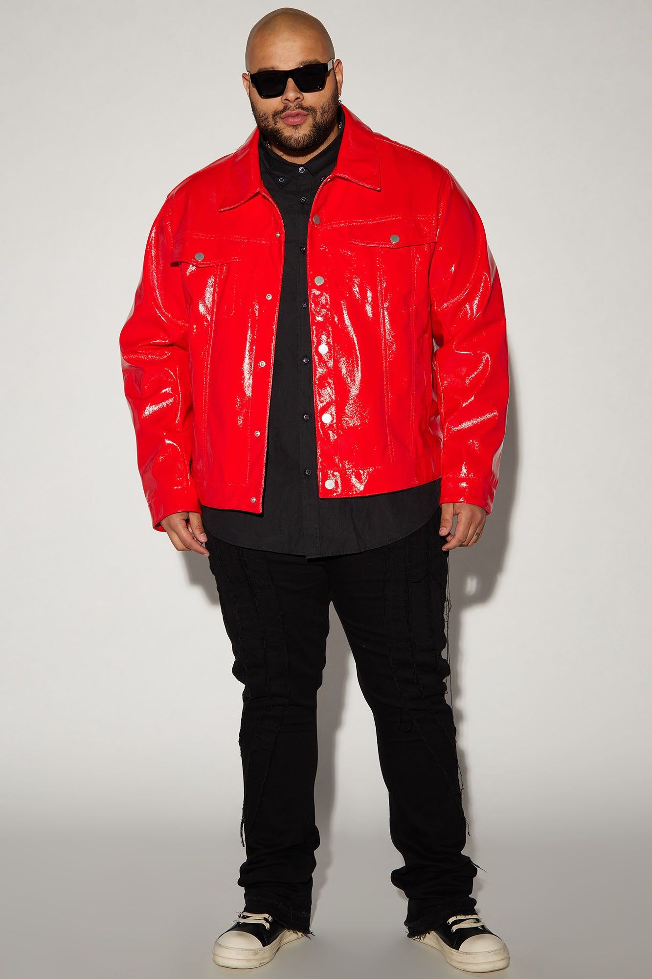 Da Baddie Faux Leather Trucker Jacket - Red sold by Fashion Nova product image thumbnail 5