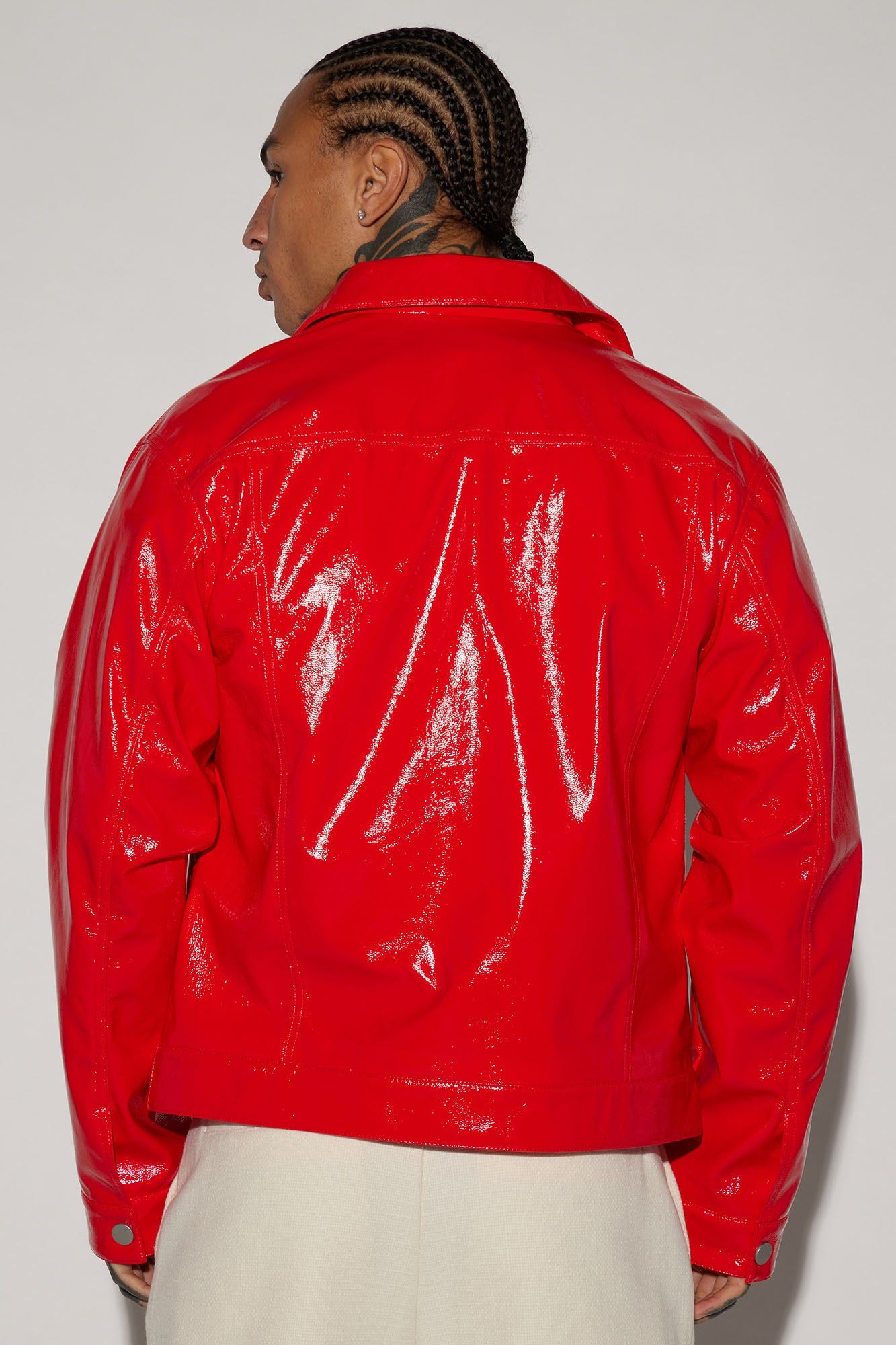 Da Baddie Faux Leather Trucker Jacket - Red sold by Fashion Nova product image thumbnail 3
