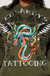 Ed Hardy Tattooing Hoodie - Olive sold by Fashion Nova