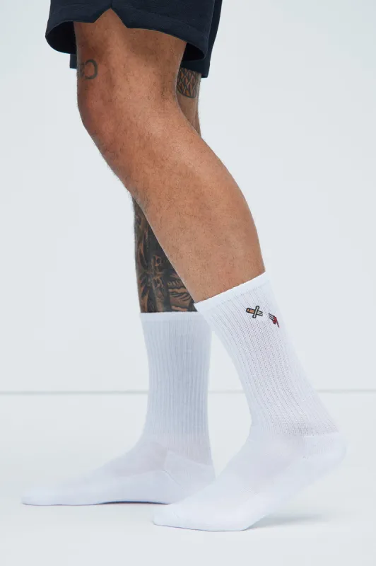 Cutting It Close Socks - White sold by Fashion Nova