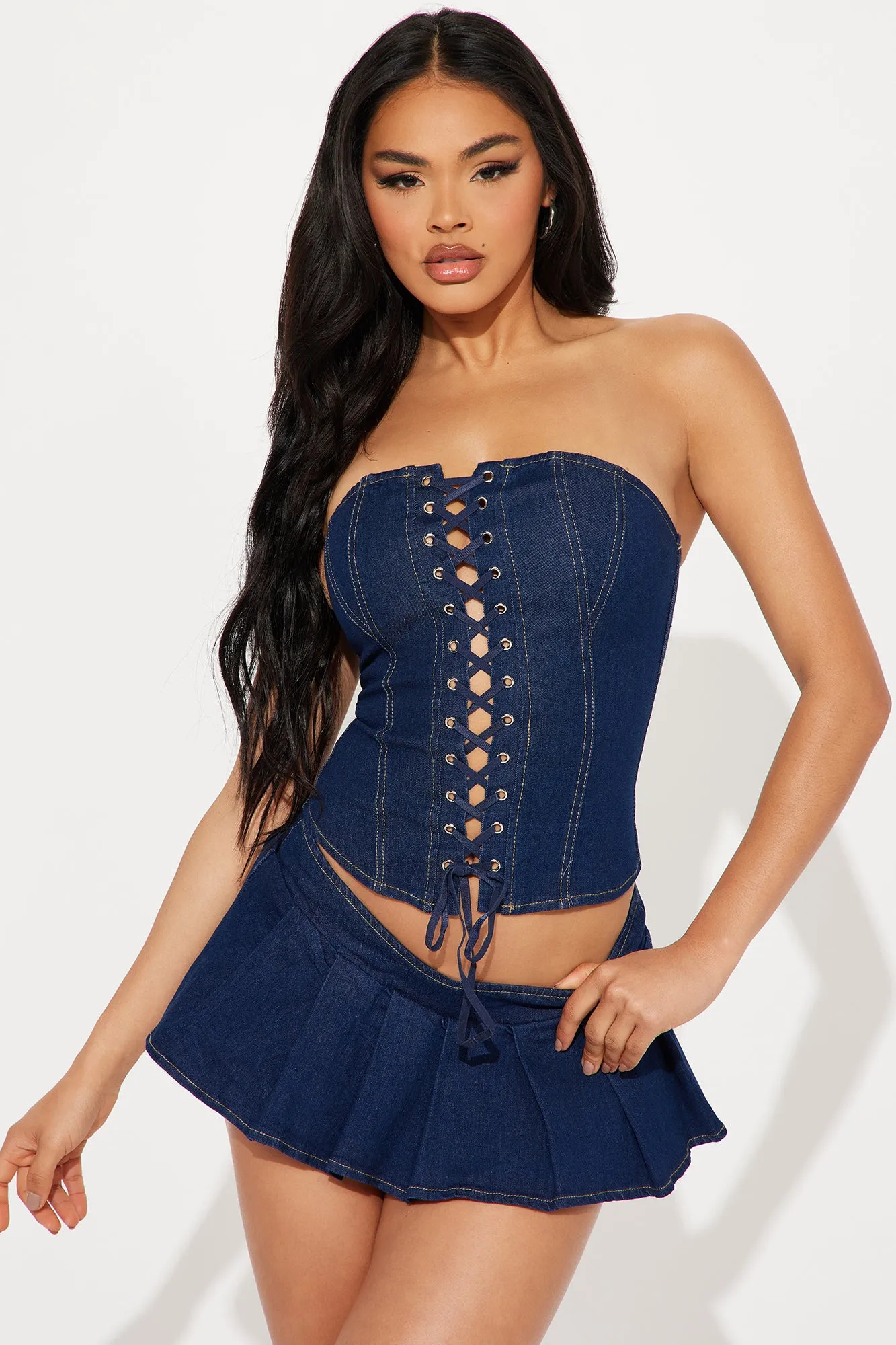 Alayana Denim Micro Mini Skirt Set - Dark Wash sold by Fashion Nova product image thumbnail 2