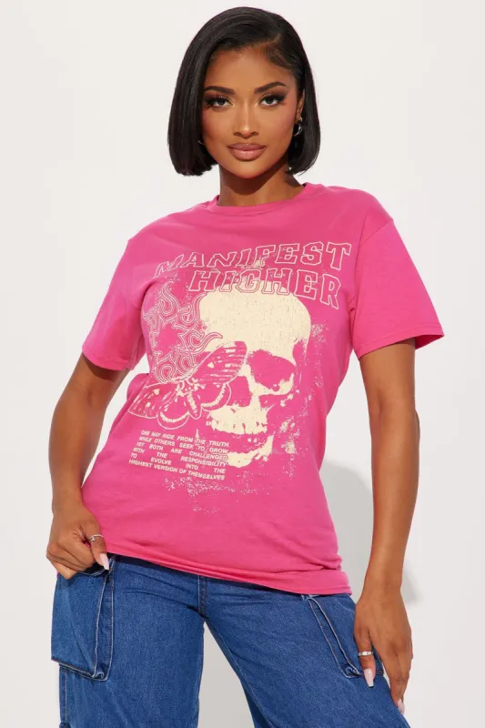 Manifest Higher Graphic Tee - Fuchsia sold by Fashion Nova