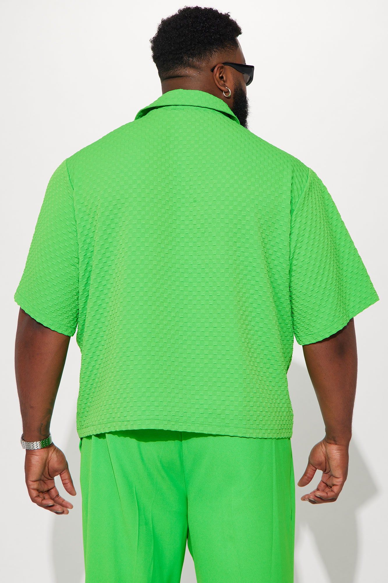 Luxor Textured Cropped Button Up Shirt - Green sold by Fashion Nova product image thumbnail 3