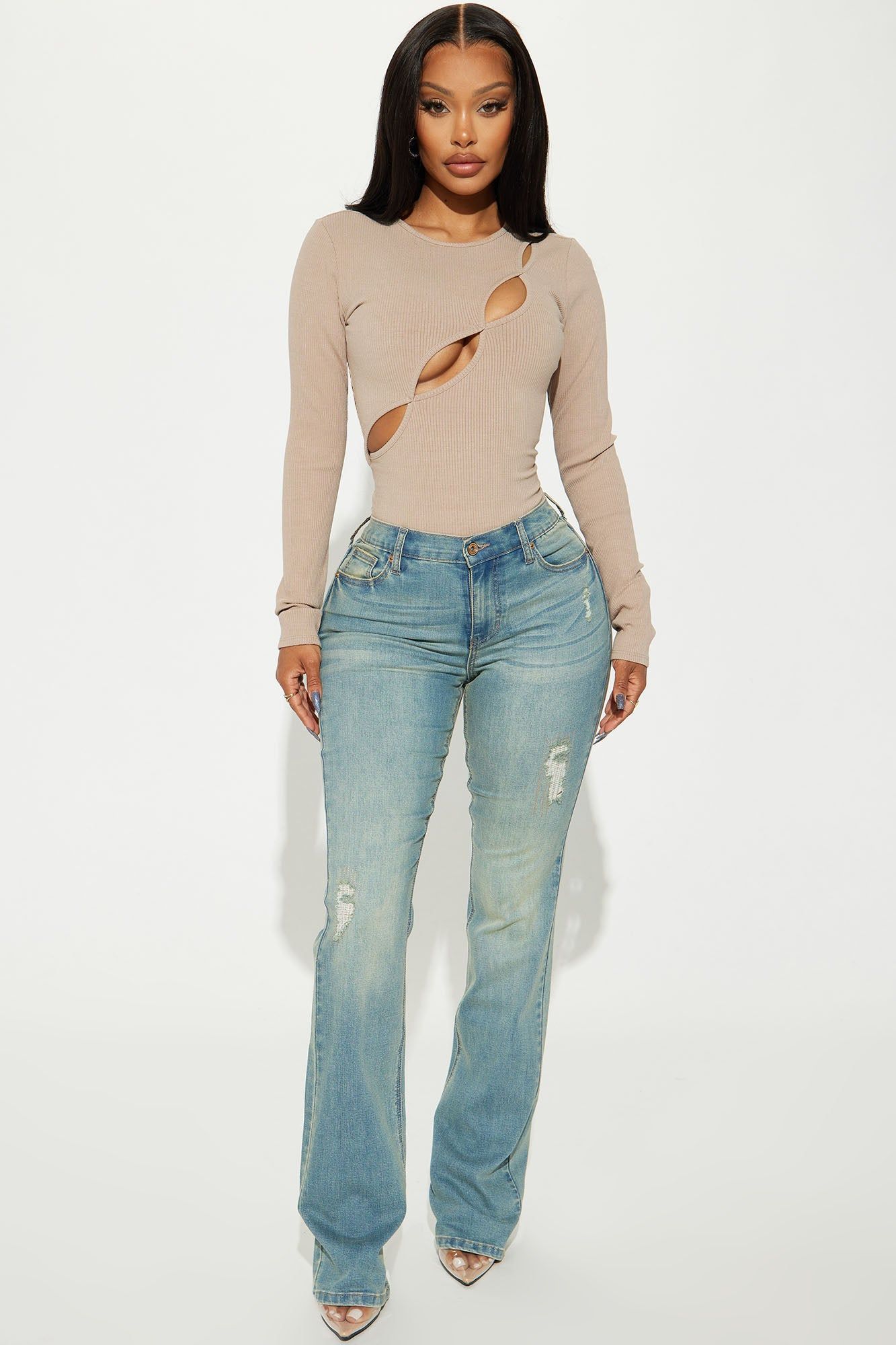 Seeing Someone Tinted Bootcut Jeans - Medium Wash sold by Fashion Nova