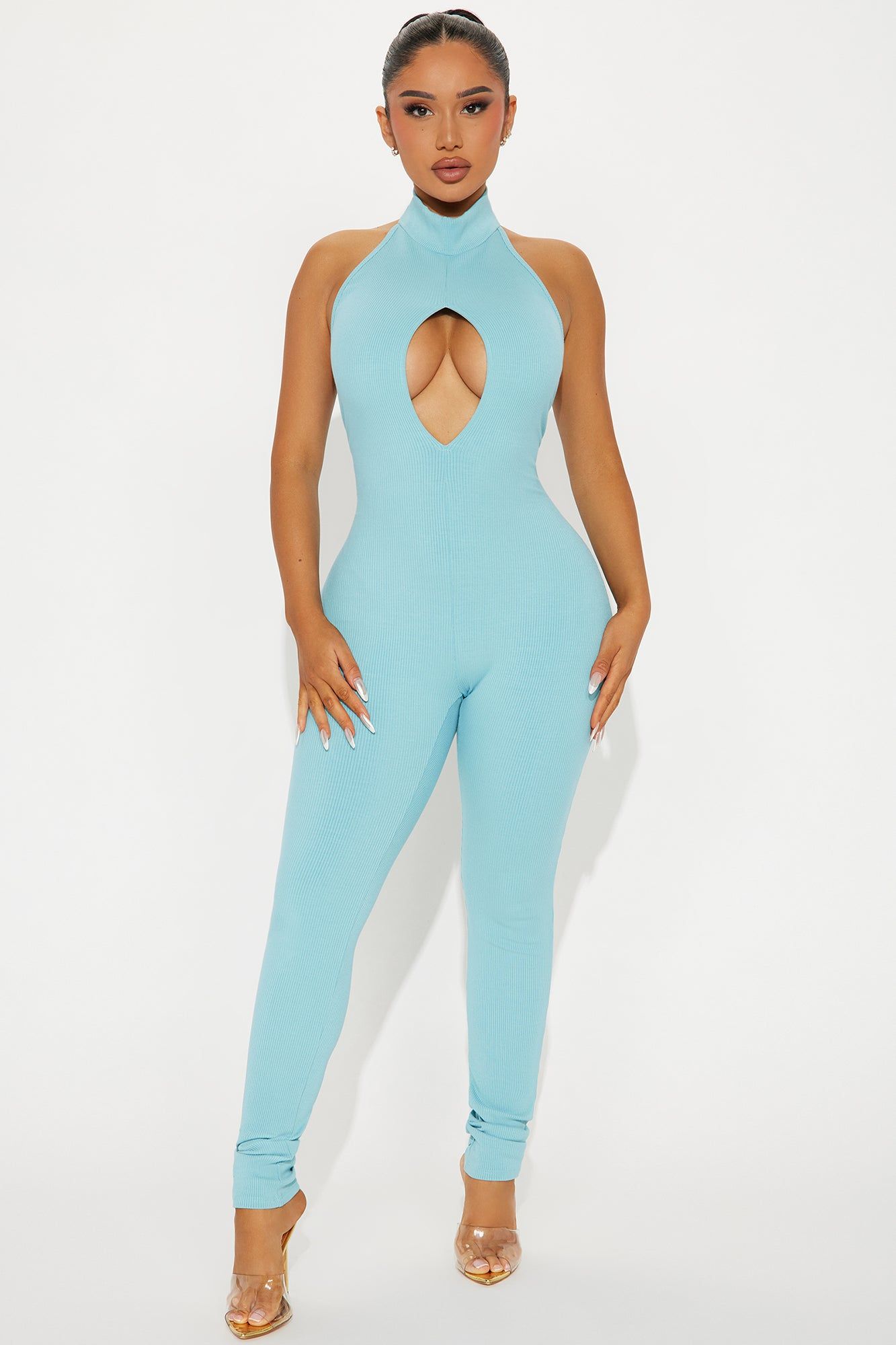 Jaylene Snatched Jumpsuit - Teal sold by Fashion Nova