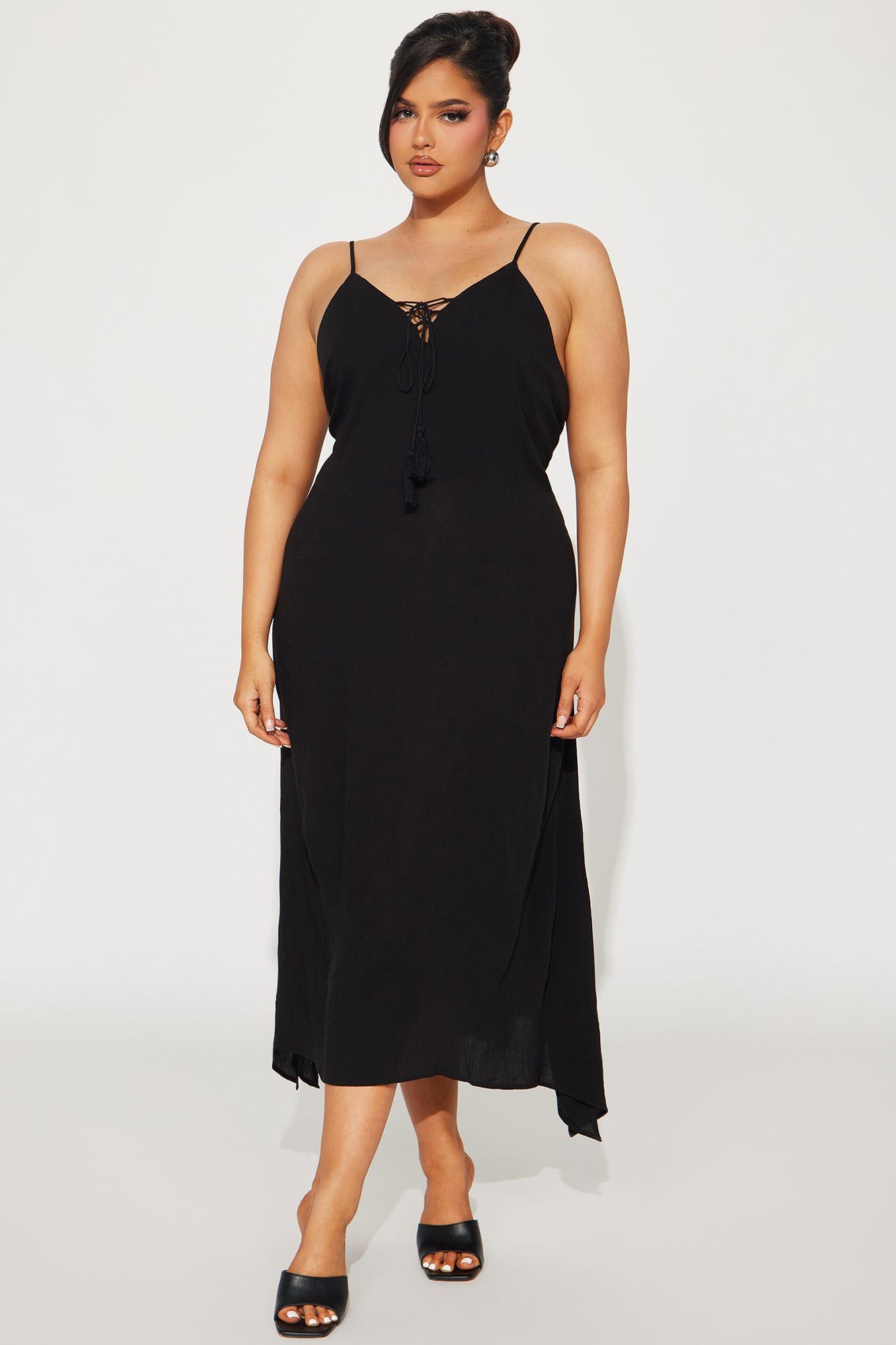 Lace Up Cami Maxi Dress 11- Black sold by Fashion Nova
