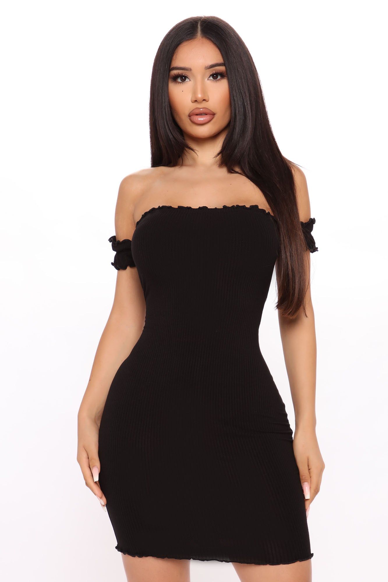 Daliah Ribbed Mini Dress - Black sold by Fashion Nova
