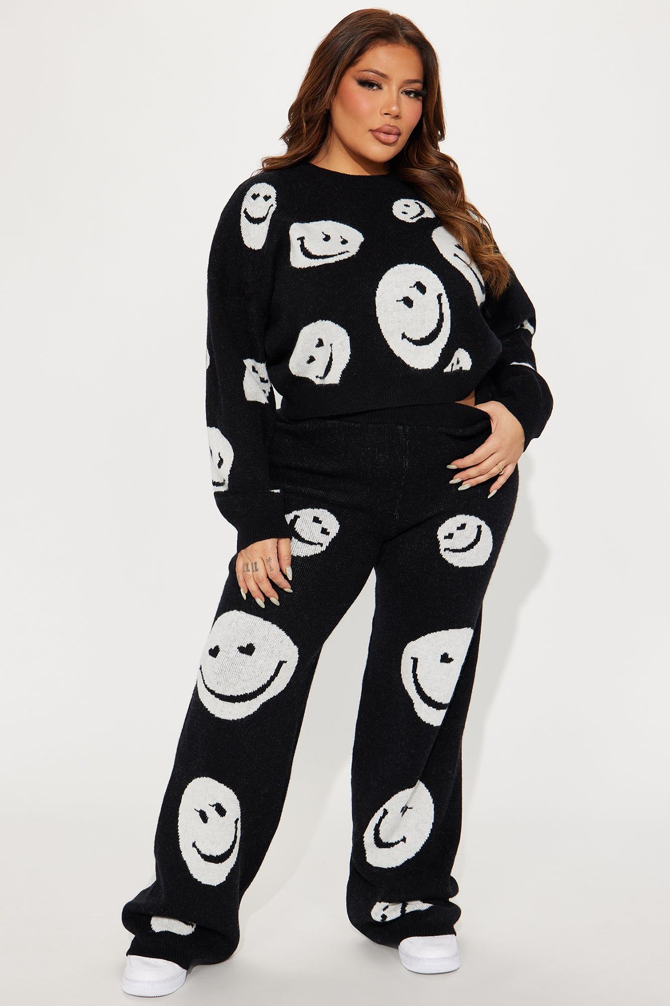 Smile For Me Sweater Pant Set - Black/White sold by Fashion Nova product image thumbnail 4
