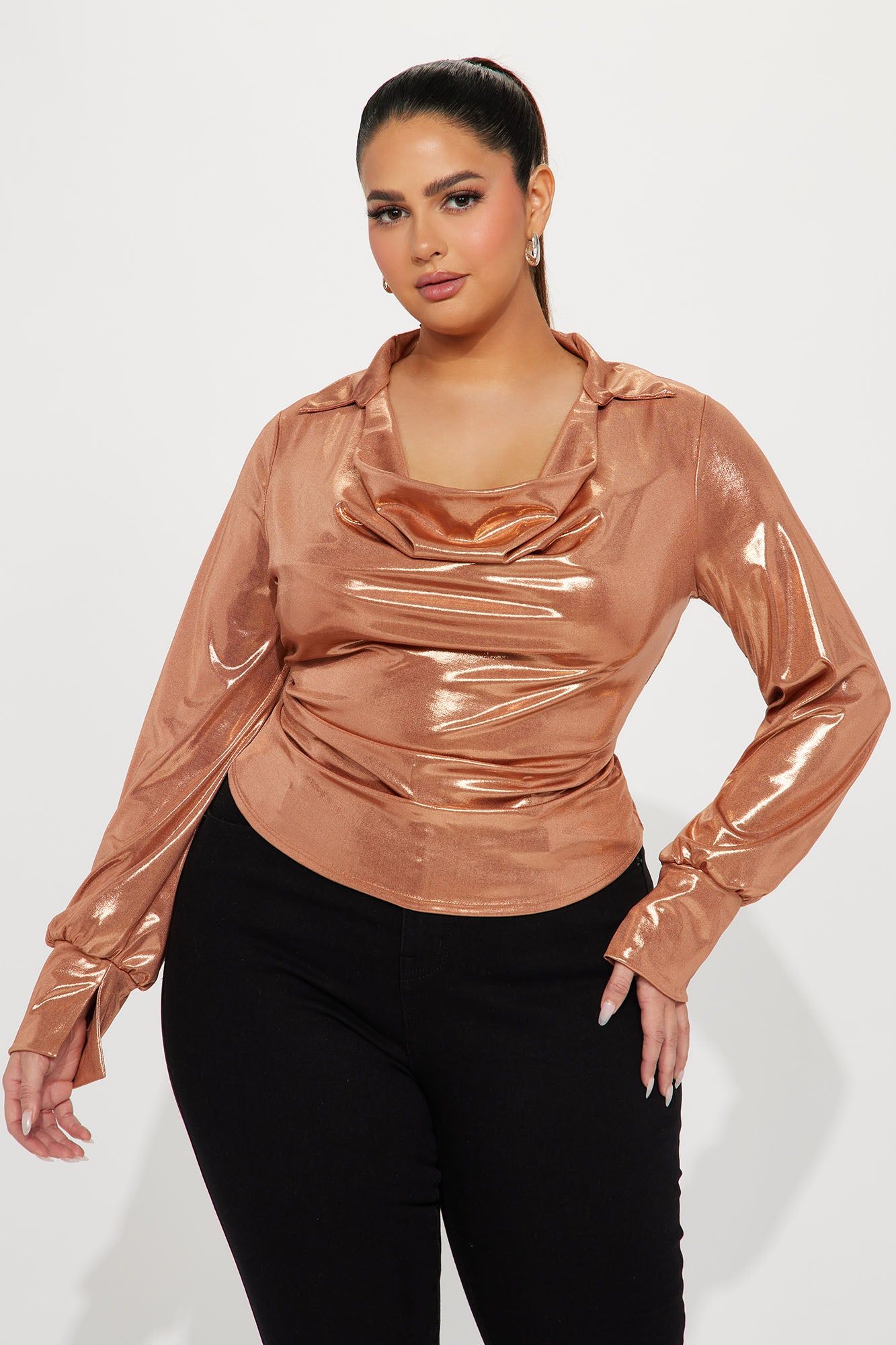 Champagne Diet Metallic Top - Rose Gold sold by Fashion Nova product image thumbnail 4