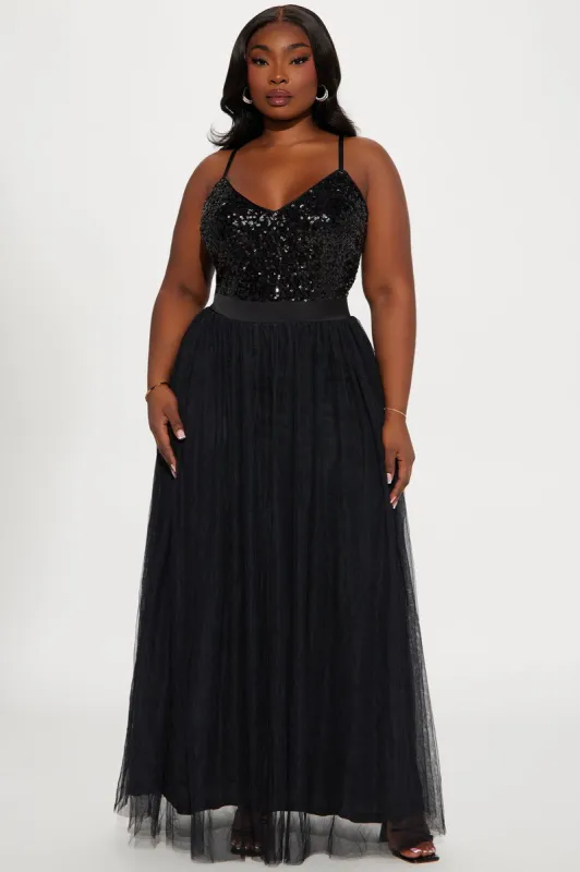 Eliza Sequin Mesh Gown - Black sold by Fashion Nova