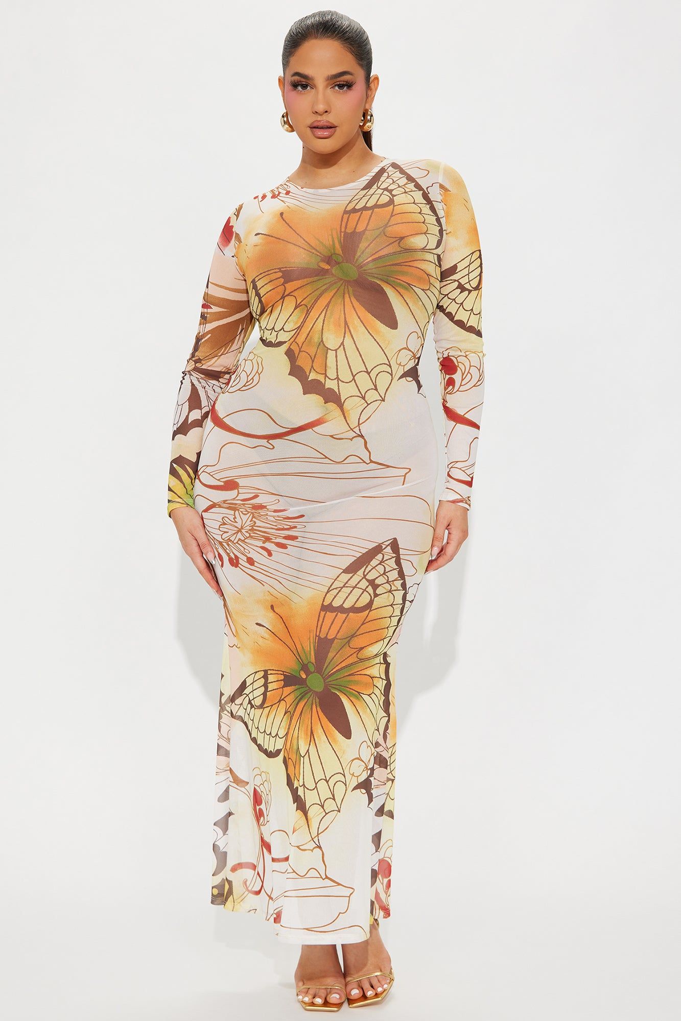 Sweet Butterfly Mesh Maxi Dress - Yellow/combo sold by Fashion Nova product image thumbnail 4