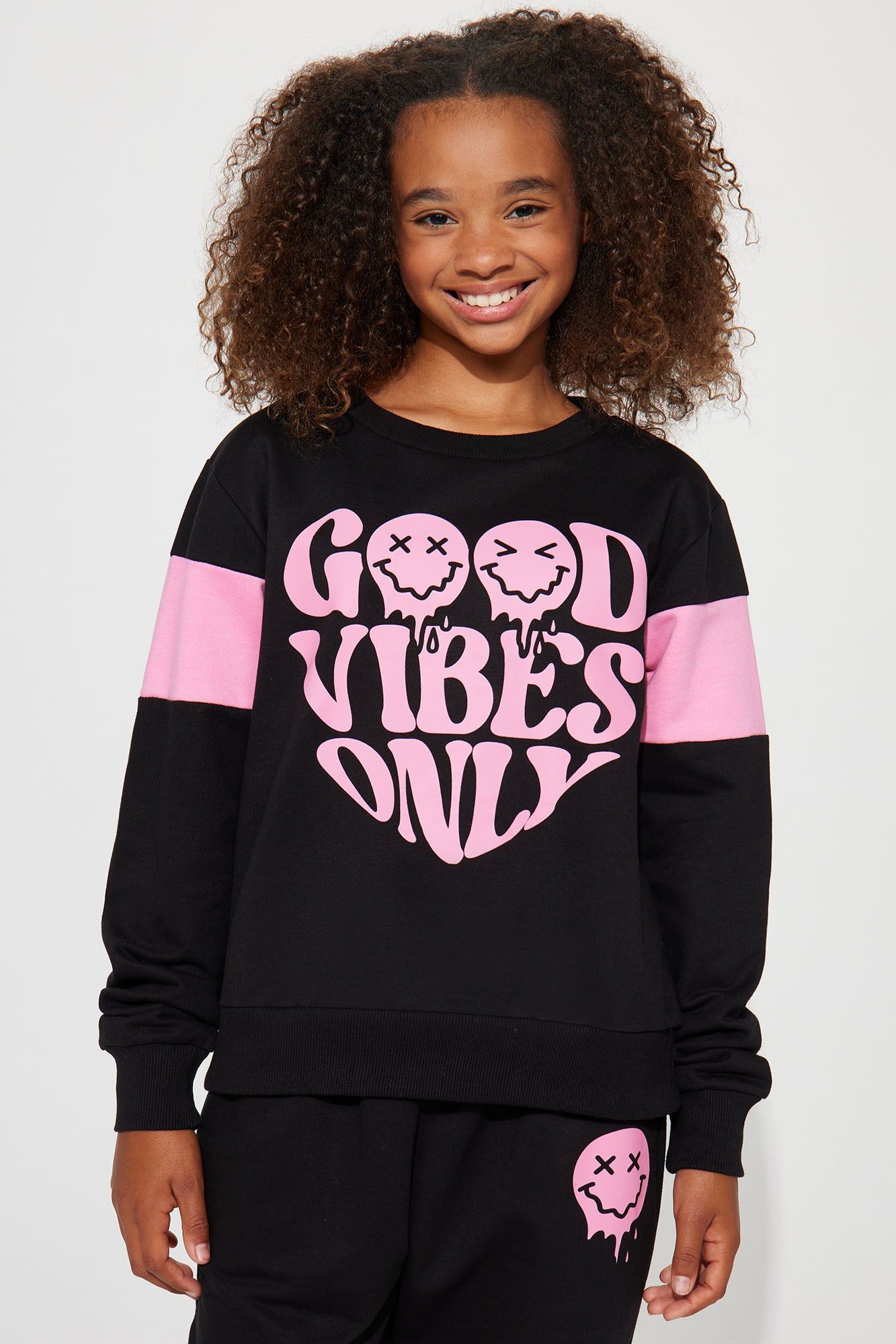 Mini Good Vibes Only French Terry Jogger Set - Black sold by Fashion Nova product image thumbnail 2