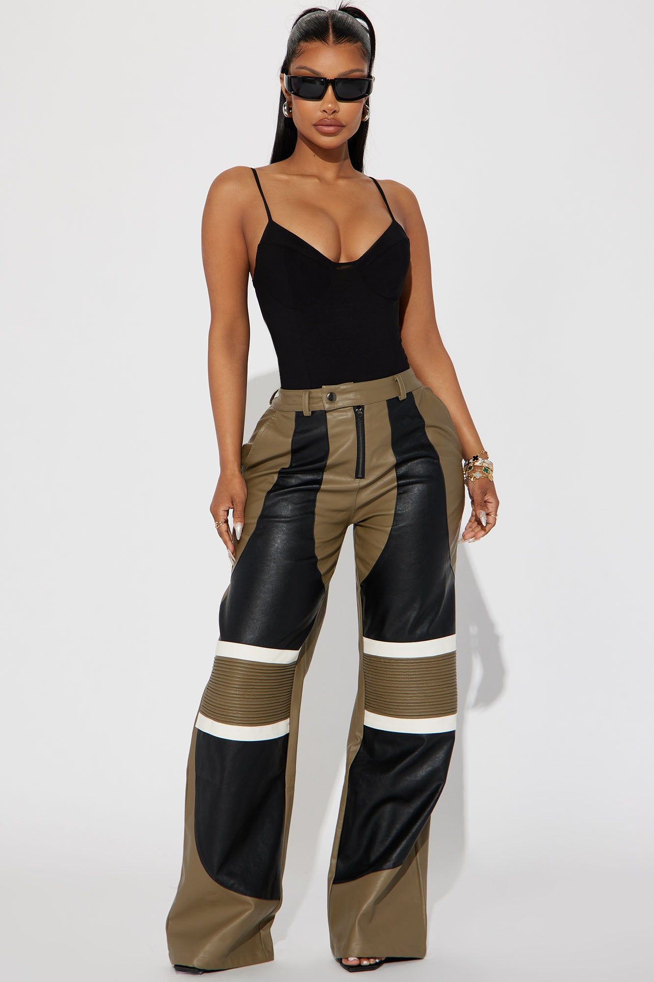 Can't Catch Me Moto Pant - Black/combo sold by Fashion Nova