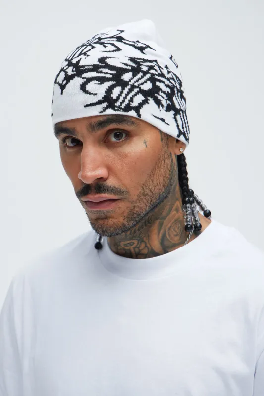 Cross Over Beanie - White/combo sold by Fashion Nova