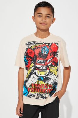 Mini Transformers Ready To Rumble Oversized Short Sleeve Tee - Sand/combo sold by Fashion Nova