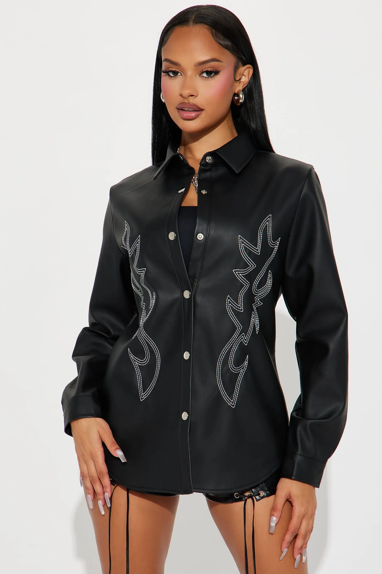Texas Rodeo Faux Leather Shirt - Black sold by Fashion Nova product image thumbnail 2