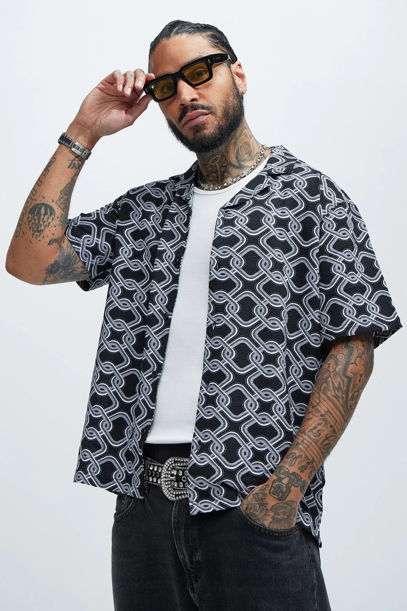 Interlocked Shirt - Black/Grey sold by Fashion Nova