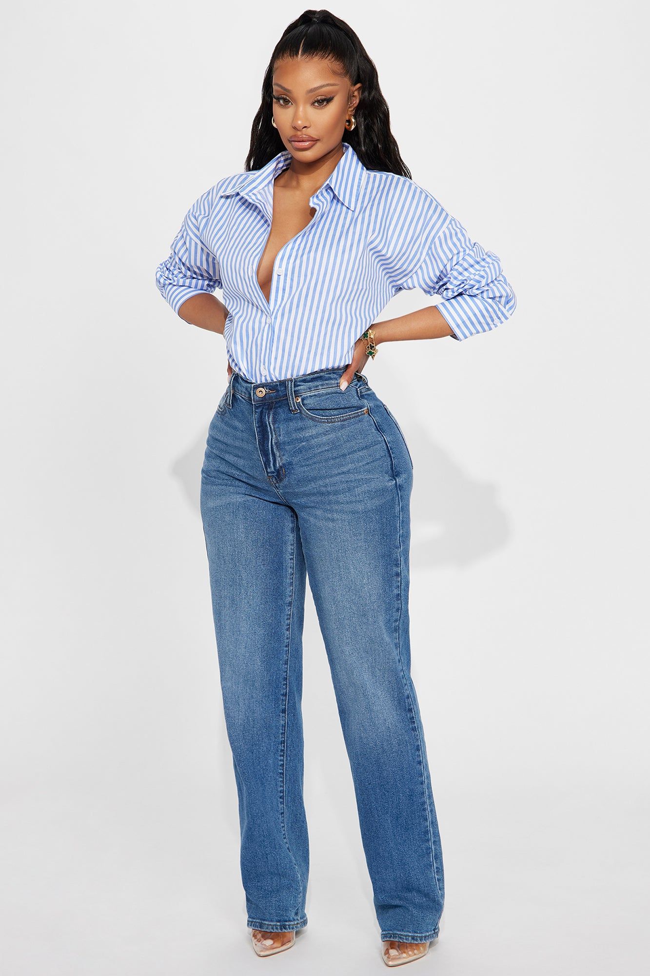 Newport Striped Shirt - White/Blue sold by Fashion Nova product image thumbnail 2