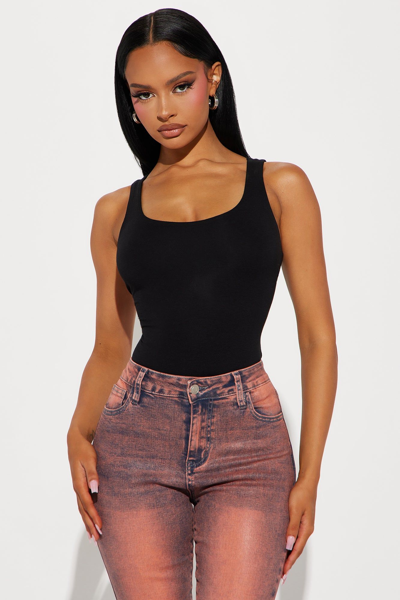 Serena Scoop Neck Double Layered Bodysuit - Black sold by Fashion Nova product image thumbnail 3