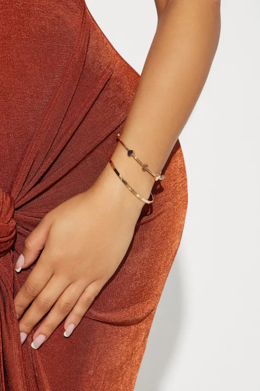 Love Letter Away 2 Piece Bangle Set - Gold sold by Fashion Nova
