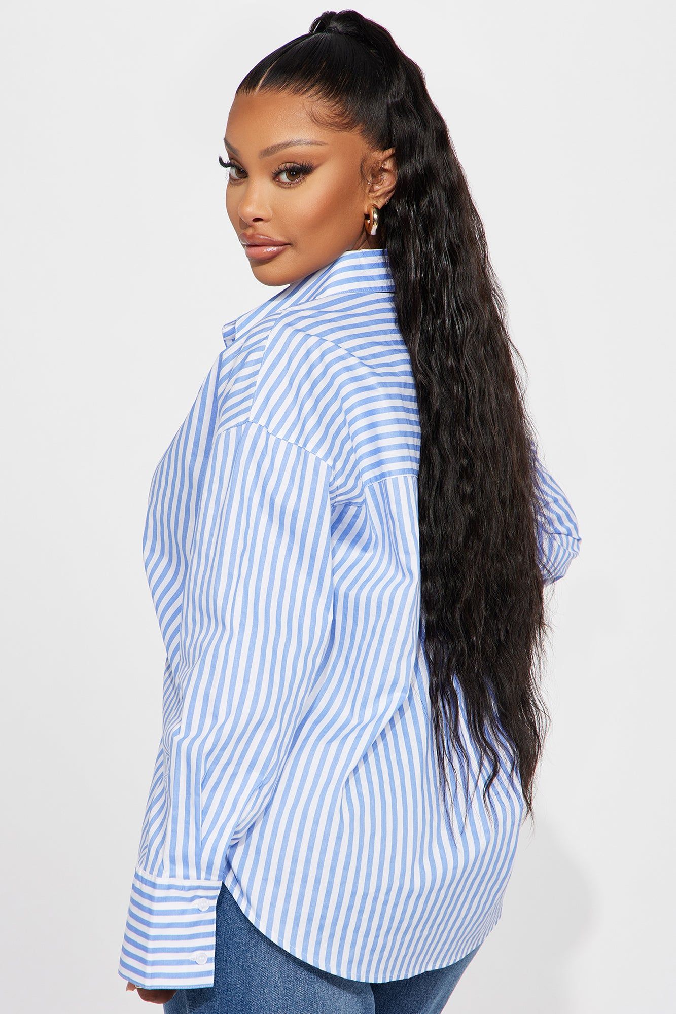 Newport Striped Shirt - White/Blue sold by Fashion Nova product image thumbnail 3
