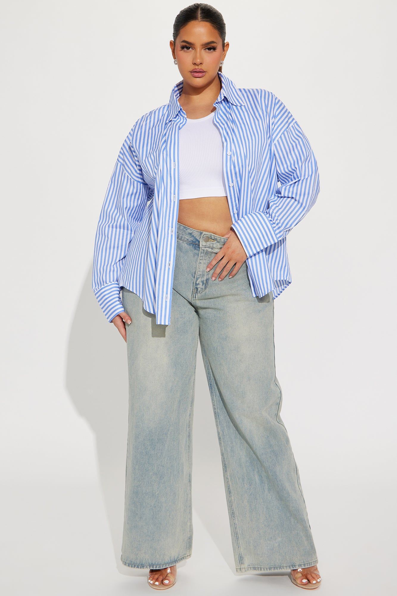 Newport Striped Shirt - White/Blue sold by Fashion Nova product image thumbnail 5