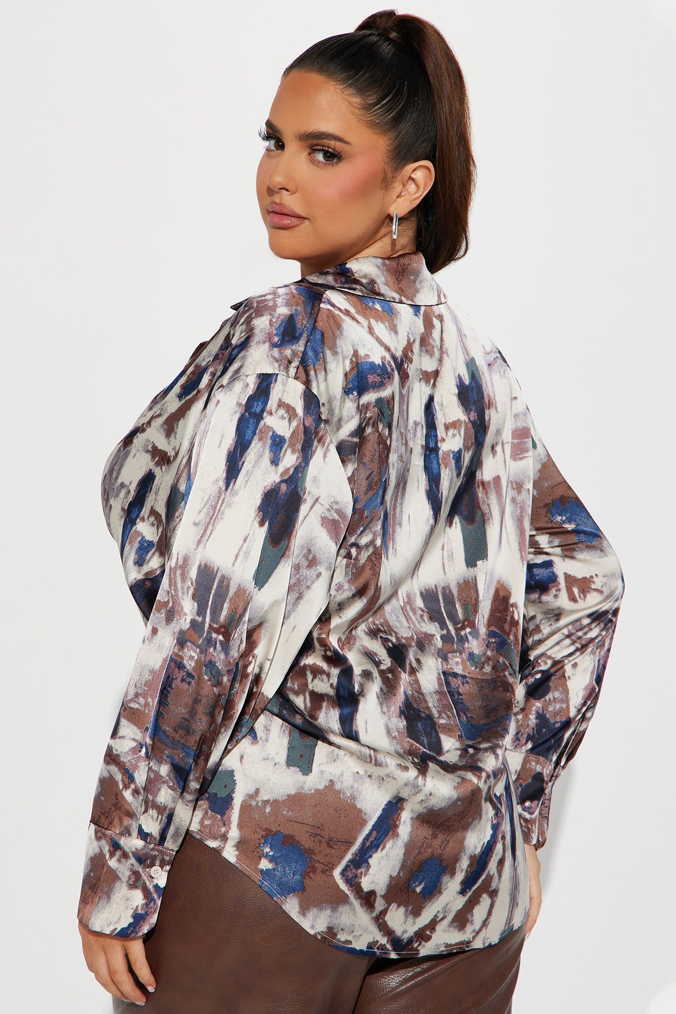 Office Duties Satin Shirt - Blue/combo sold by Fashion Nova product image thumbnail 6