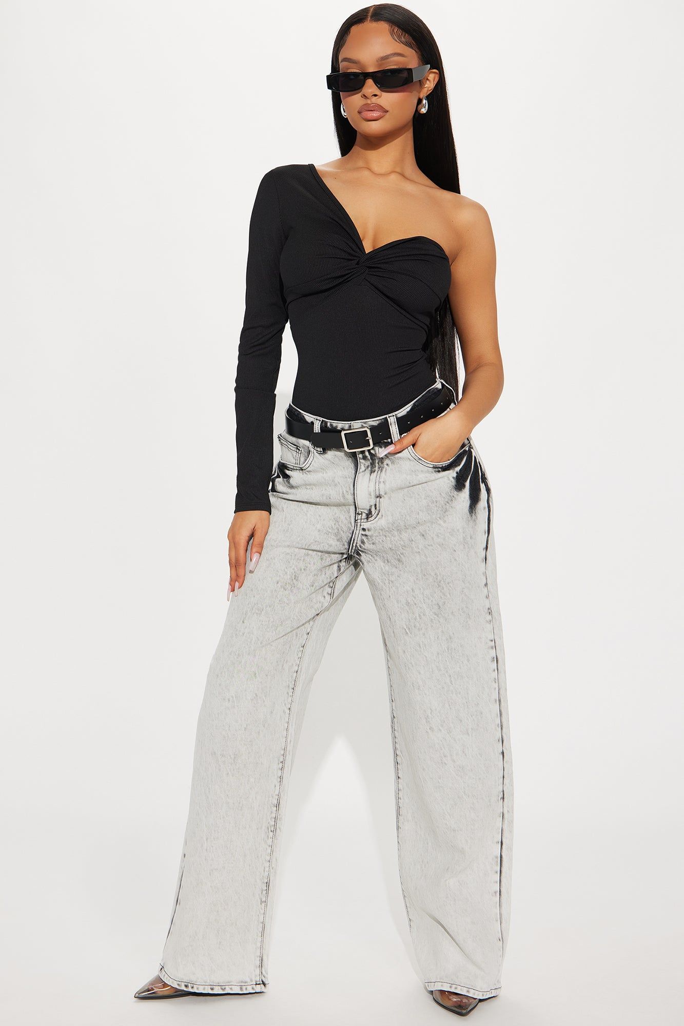 Cherry Bomb One Shoulder Bodysuit - Black sold by Fashion Nova product image thumbnail 2