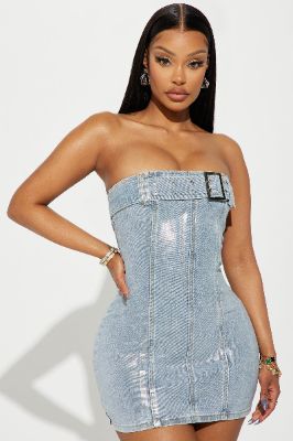 Dahlia Denim Mini Dress - Blue sold by Fashion Nova
