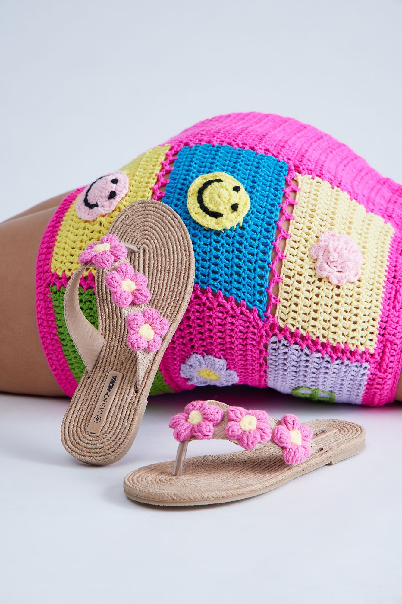 Flower Fields Flip Flops - Pink sold by Fashion Nova