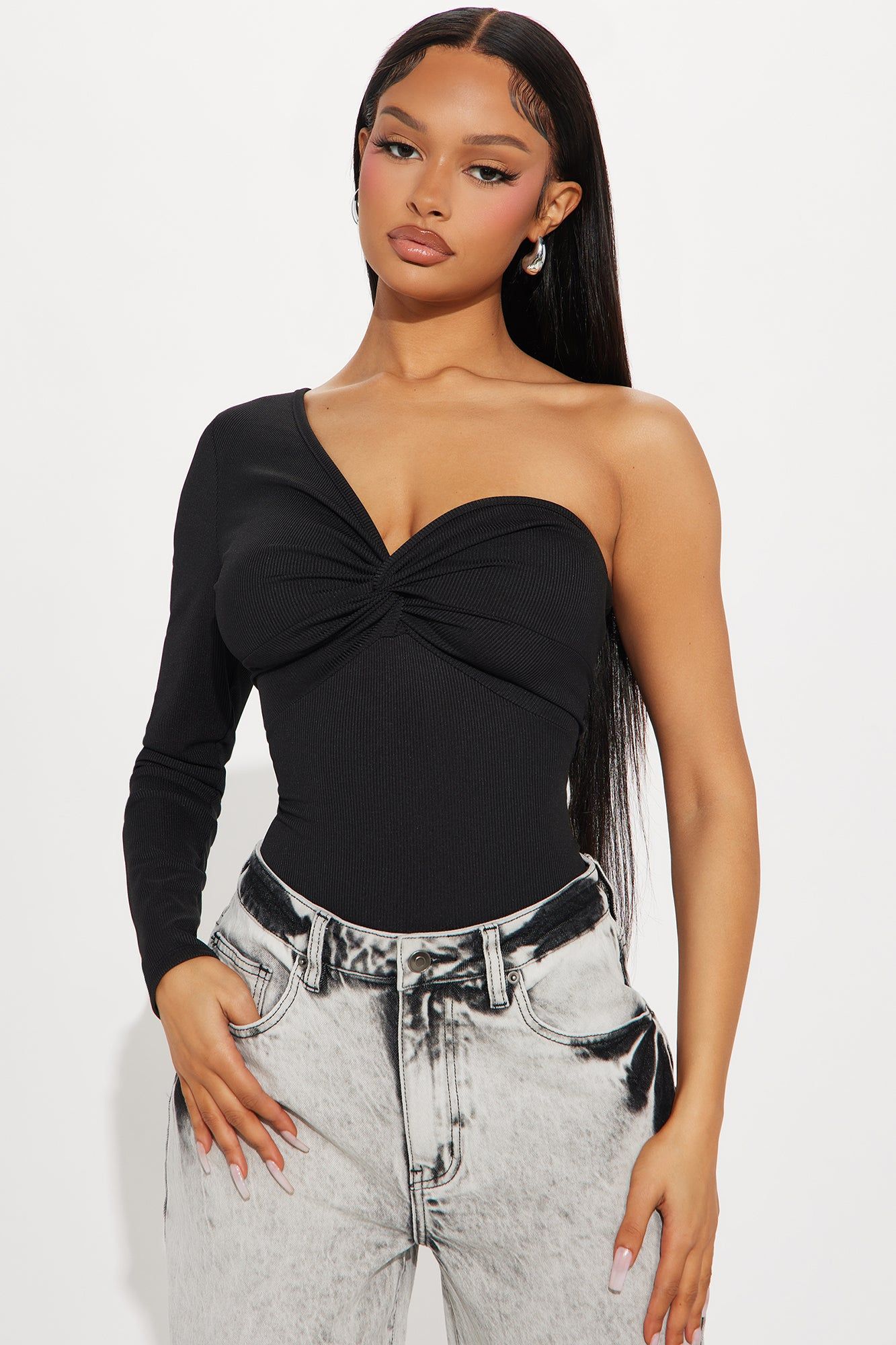 Cherry Bomb One Shoulder Bodysuit - Black sold by Fashion Nova product image thumbnail 3