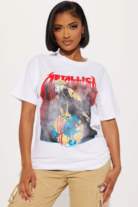 Metallica Distressed Tshirt - White sold by Fashion Nova