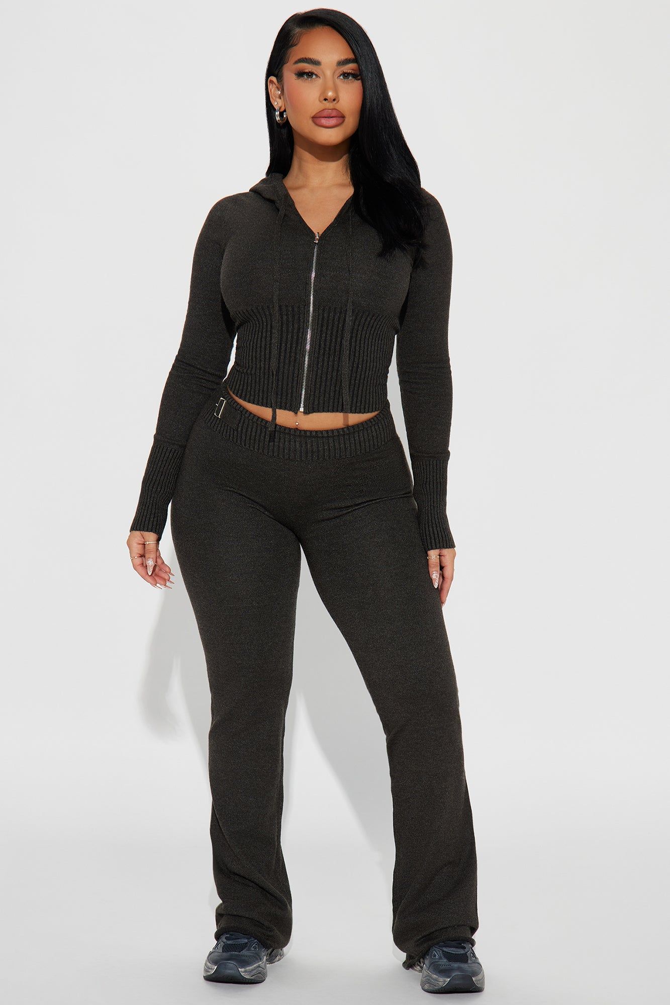 Lena Sweater Pant Set - Charcoal sold by Fashion Nova
