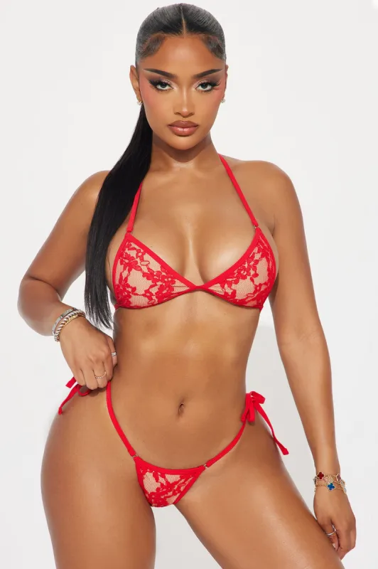 Kellie Lace 2 Piece Bikini - Red/combo sold by Fashion Nova