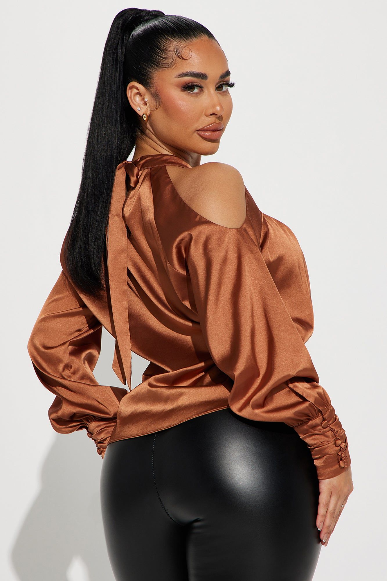Angelina Satin Blouse Top - Copper sold by Fashion Nova product image thumbnail 3