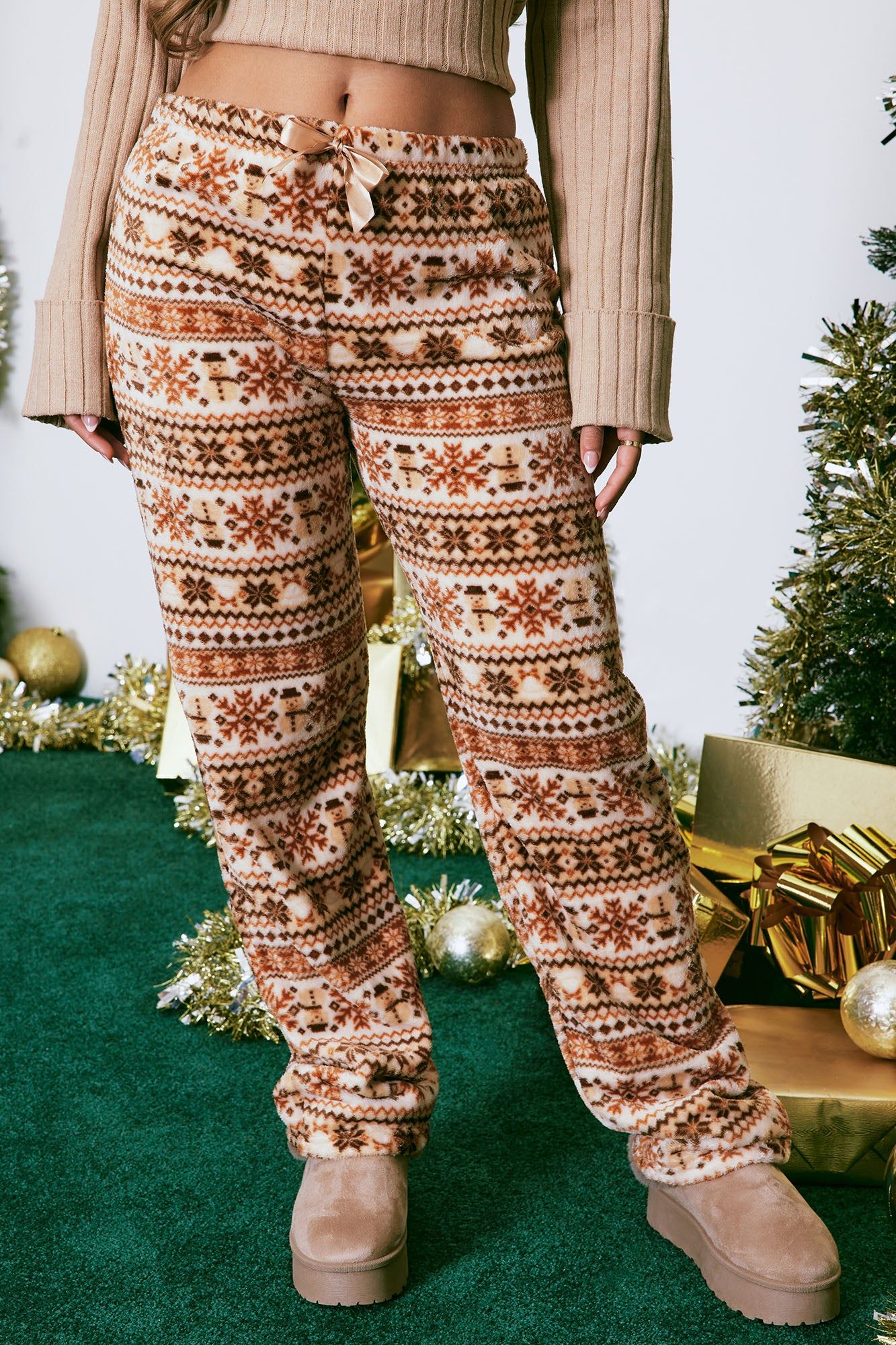 Snow Day Plush PJ Pants - Brown/combo sold by Fashion Nova product image thumbnail 2