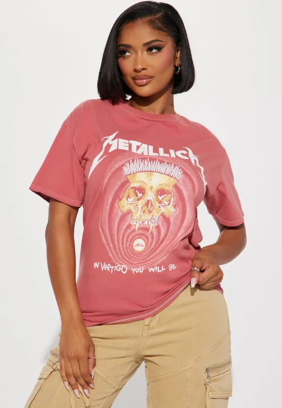 In Vertigo Metallica Tshirt - Rose sold by Fashion Nova