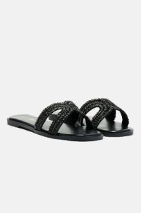 Poolside Babe Flat Sandals - Black sold by Fashion Nova