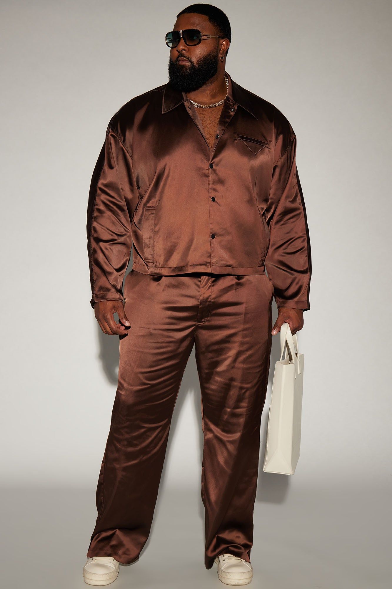 Florence Satin Cropped Jacket - Dark Brown sold by Fashion Nova product image thumbnail 5