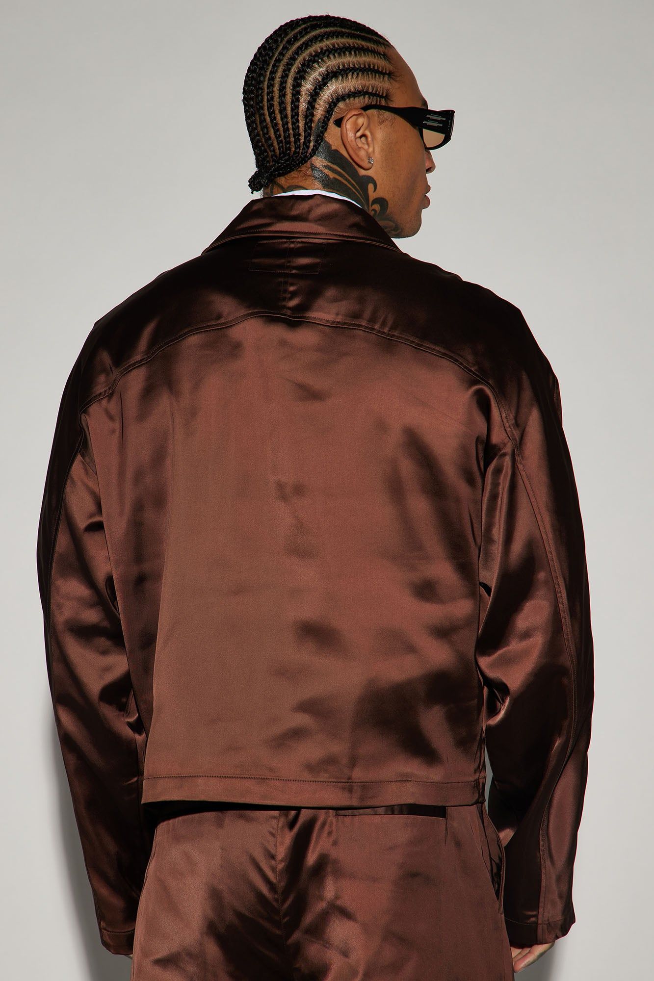 Florence Satin Cropped Jacket - Dark Brown sold by Fashion Nova product image thumbnail 3