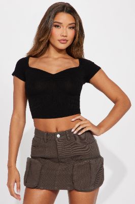 Myra Ribbed Top - Black sold by Fashion Nova