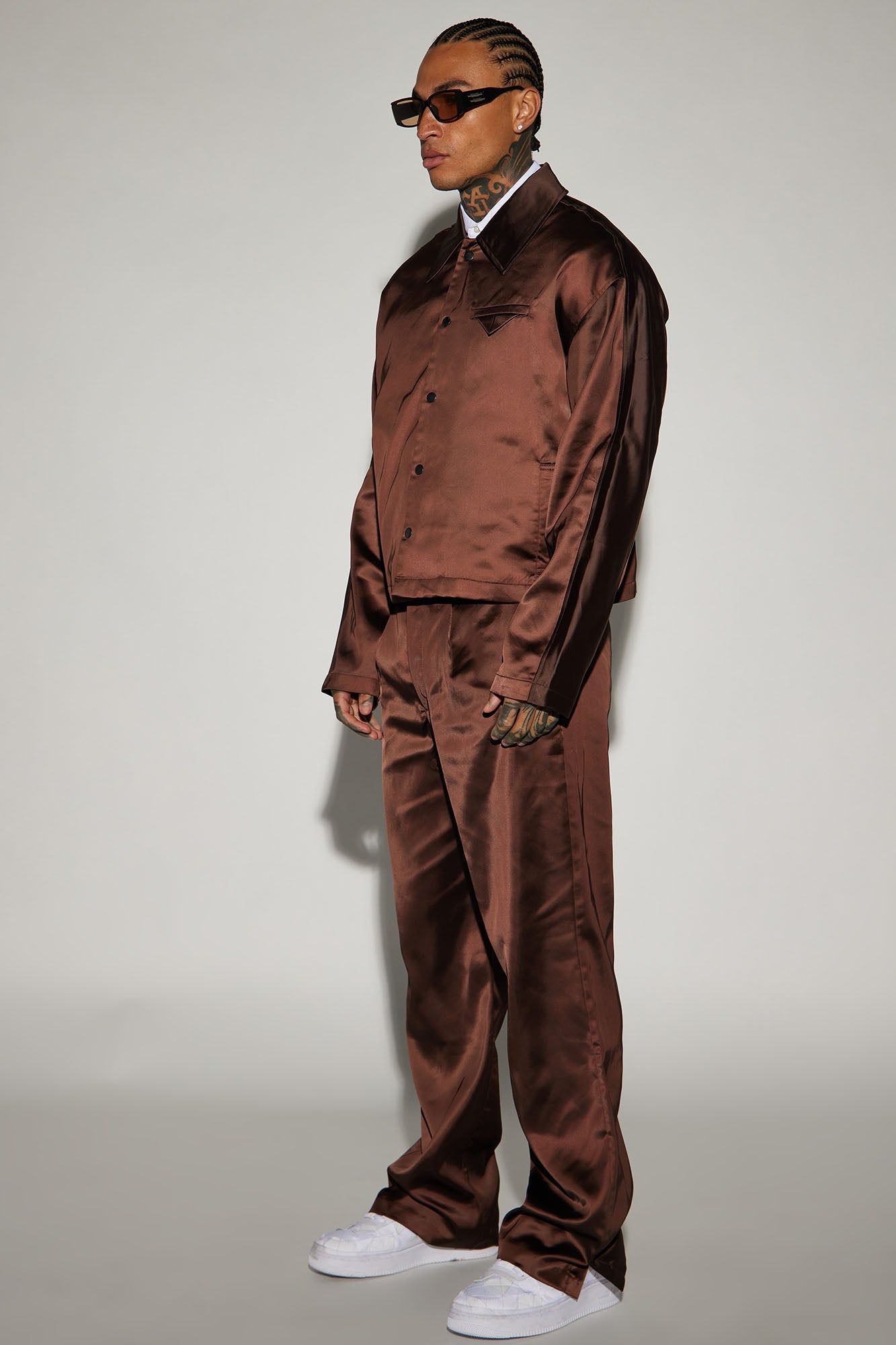 Florence Satin Cropped Jacket - Dark Brown sold by Fashion Nova product image thumbnail 2