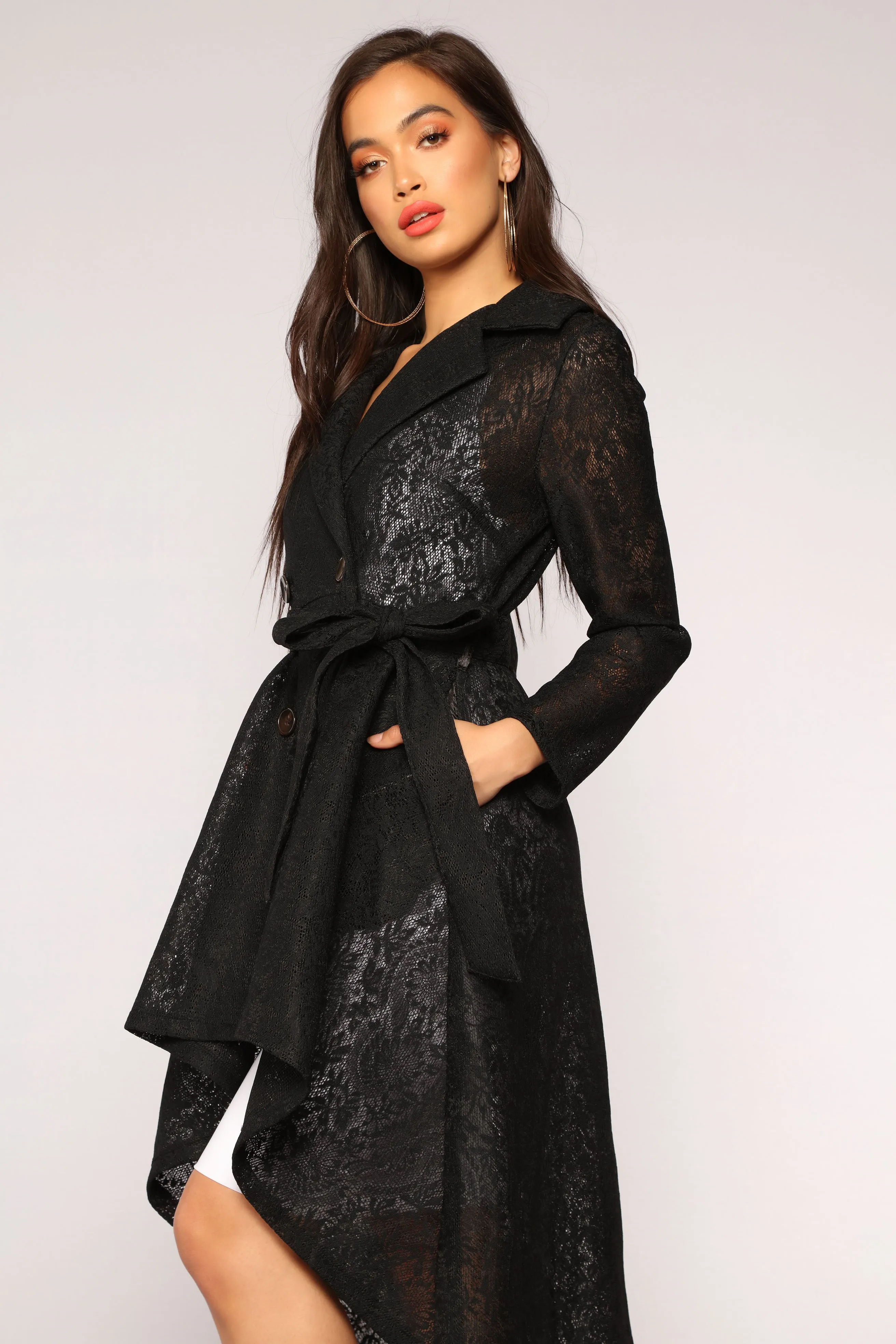 The Little Things Lace Coat - Black sold by Fashion Nova product image thumbnail 4