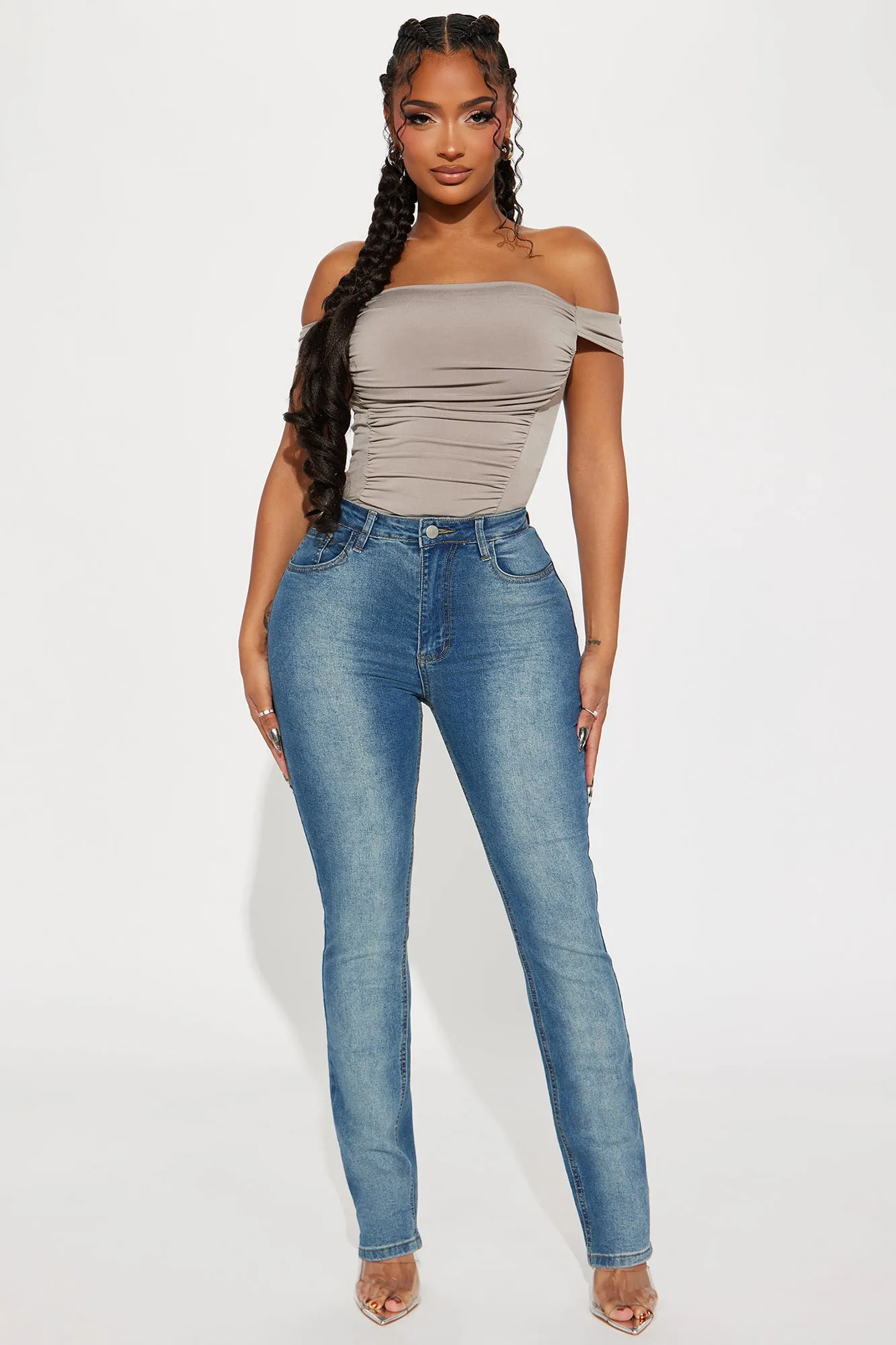 The Best Of Me Stretch Slim Straight Leg Jeans - Dark Wash sold by Fashion Nova