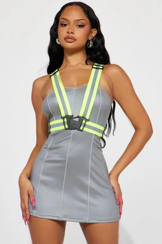 Reflective Utility Mini Dress Set - Silver sold by Fashion Nova
