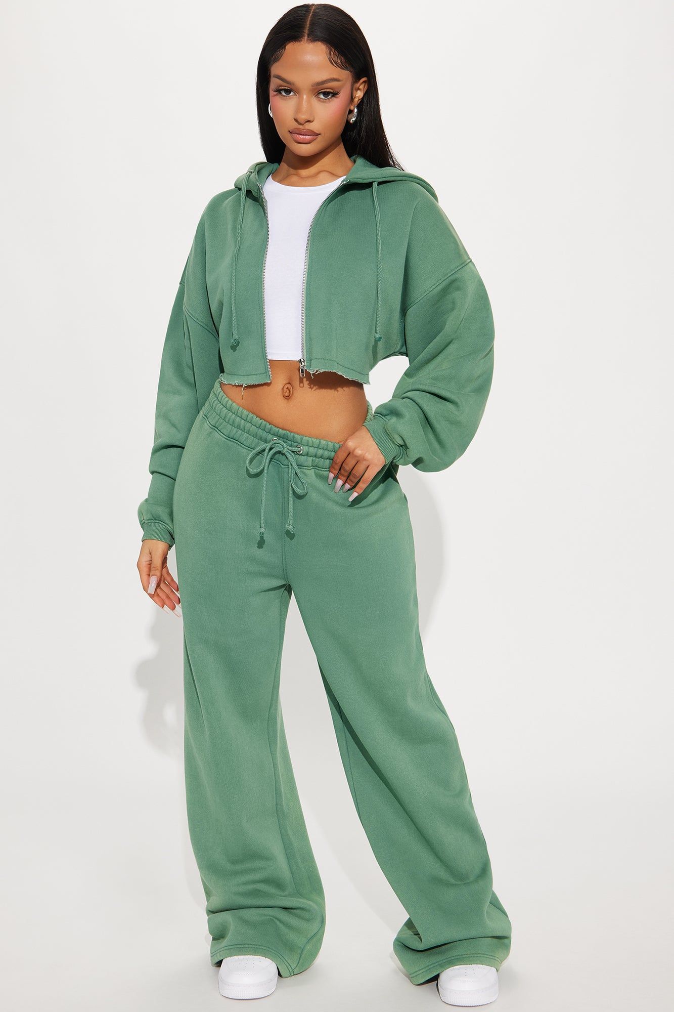 On The Go Fleece Pant Set - Green sold by Fashion Nova