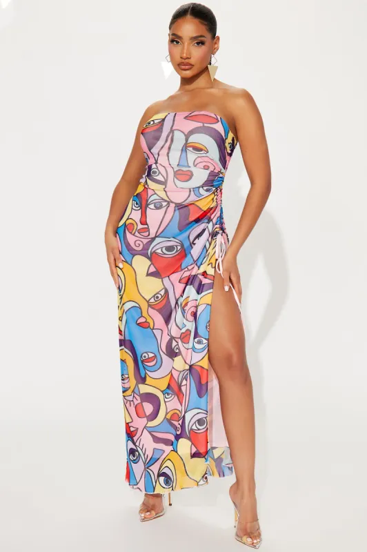 Cecilia Portrait Mesh Midi Dress - Multi Color sold by Fashion Nova