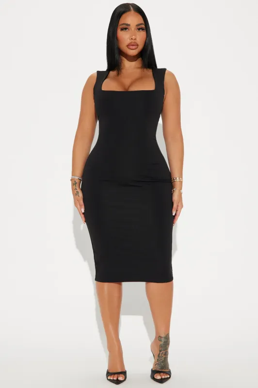 Colette Double Lined Midi Dress - Black sold by Fashion Nova