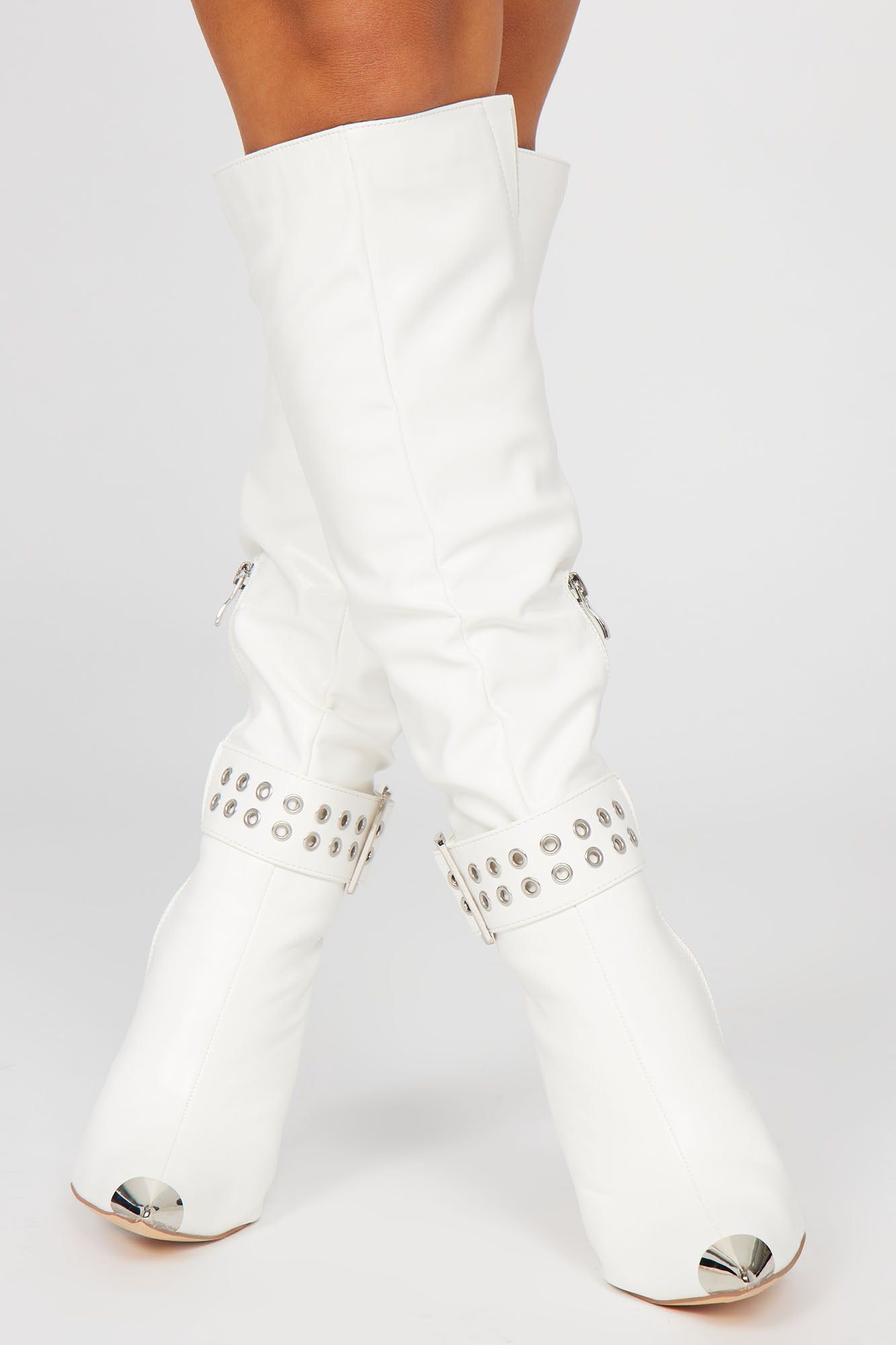 Liberty Buckle Knee Hight Boots - White sold by Fashion Nova product image thumbnail 2
